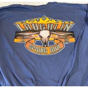 Vintage 1998 Laughlin Spring Run Motorcycle Rally Nevada 2 Sided Tee Size XL